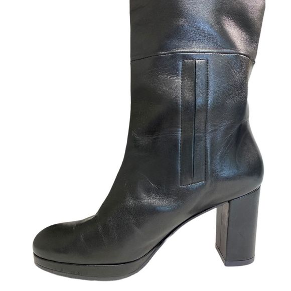 STUART WEITZMAN Black Leather Knee High Heel Boots Shoes 5.5 - Picture 8 of 16